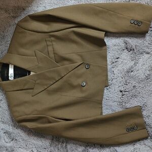 NWT Zara cropped olive brown blazer Two Button size M